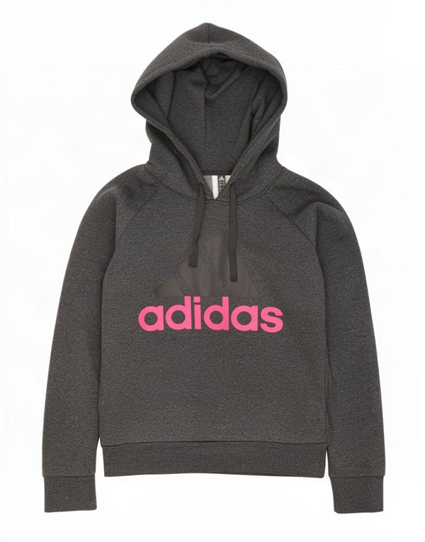 Adidas Dame Grafisk Oversized Hoodie Jumper UK 8/10 Small Grey Bomuld