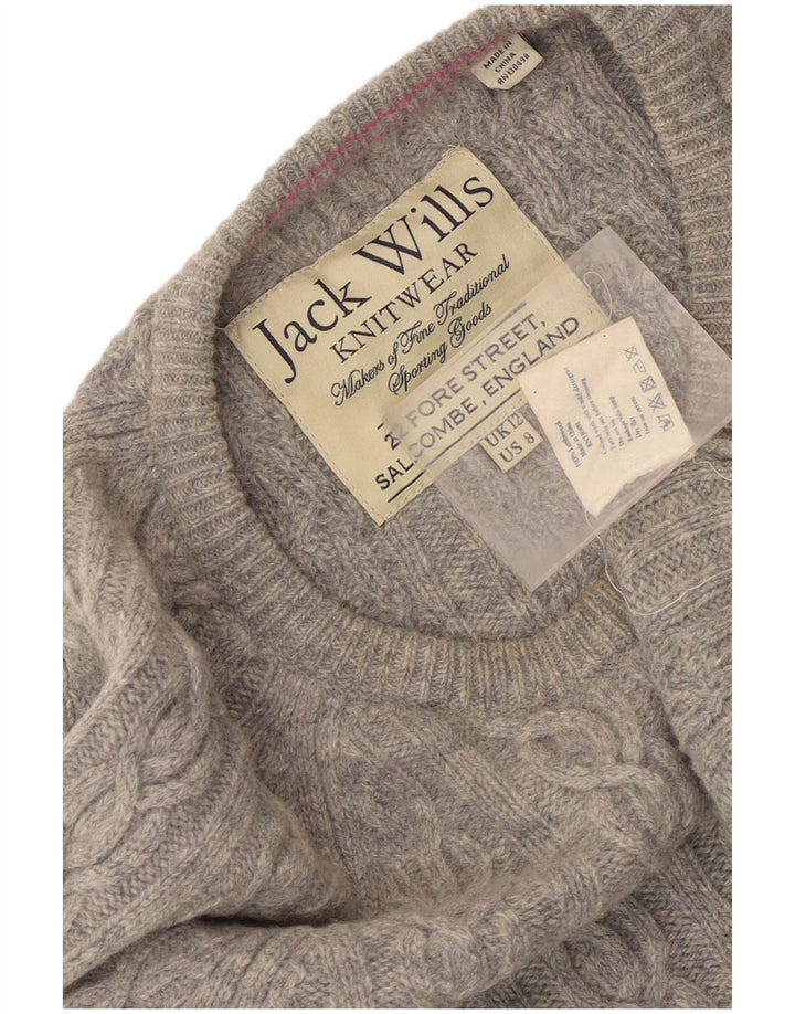 Jack Wills Dame Boat Neck Jumper Sweater UK 12 Medium Grey Lammeuld