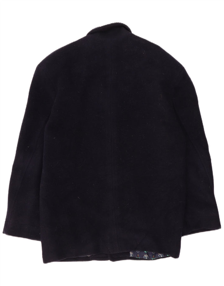 Vintage overfrakke til mænd UK 36 Small Navy Blue Virgin Wool