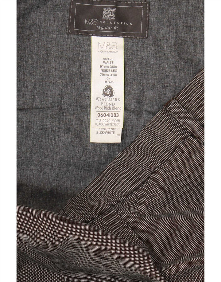 Marks & Spencer Herre Regular Fit Casual Bukser W36 L31 Grå Polyester