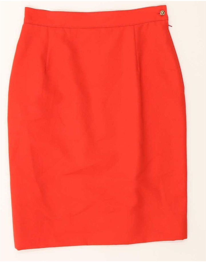 Vintage kvinders 6-knap 2-delt nederdelsæt UK 12 Medium W28 Rød