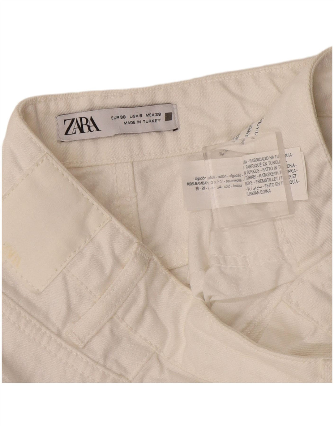 Zara Dame Straight Jeans EU 38 Small W28 L28 Hvid Bomuld