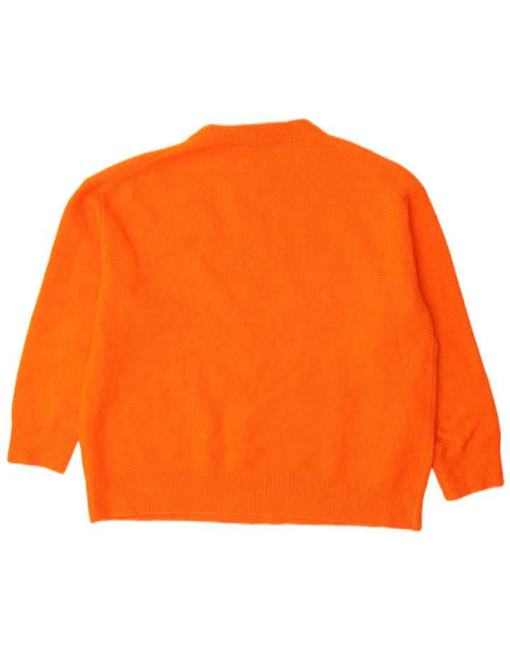 Zara Dame Oversized Crew Neck Jumper Sweater UK 14 Medium Orange Akryl