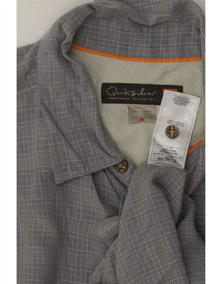 QUIKSILVER Mens Big & Tall Short Sleeve Shirt XL Grey Check Polyester Vintage Quiksilver and Second-Hand Quiksilver from Messina Hembry 