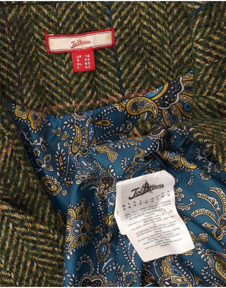 Joe Browns Dame 5 Button Blazer Jacket UK 14 Large Green Houndstooth