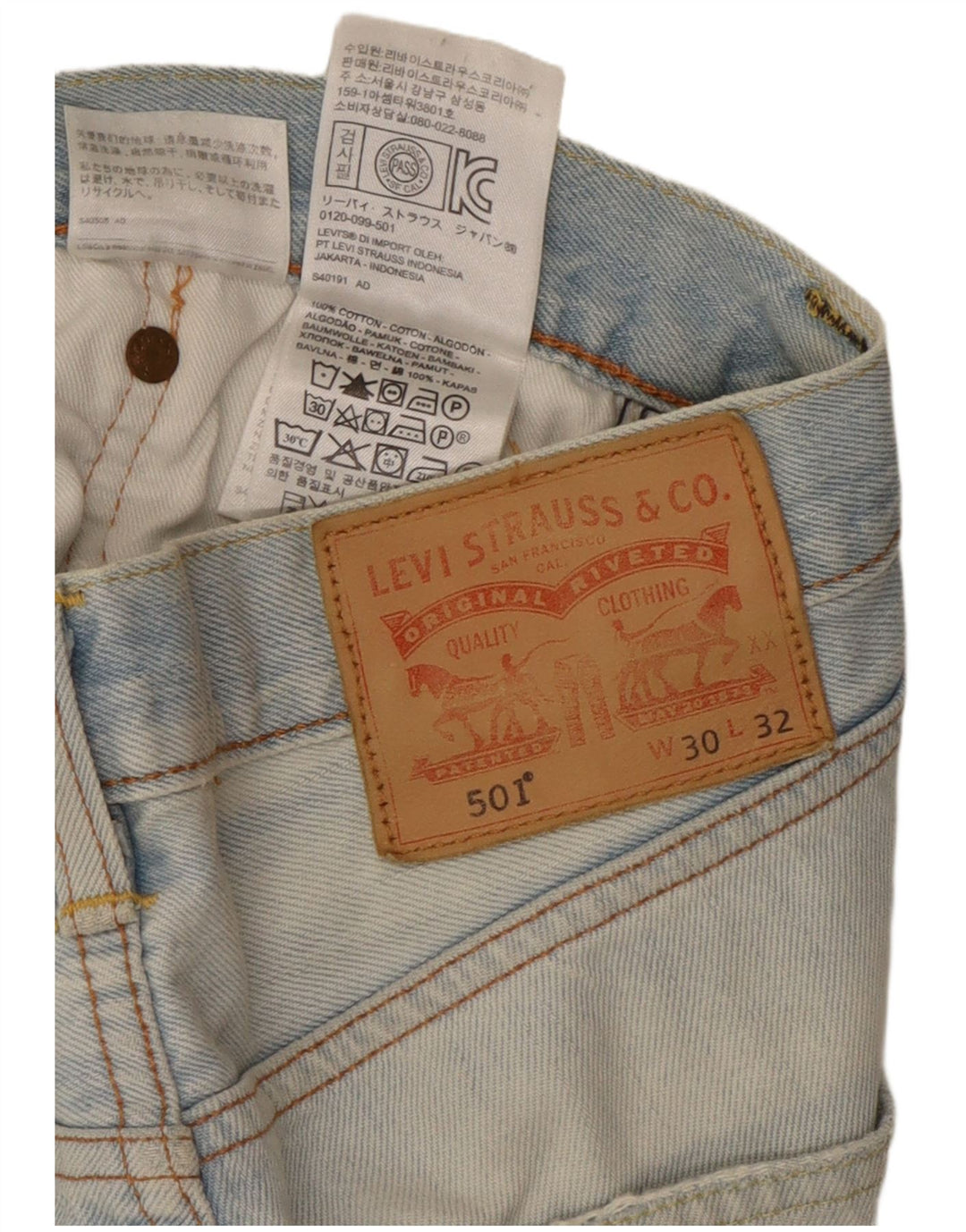 Levi's Herre 501 Straight Jeans W30 L32 Blå Bomuld