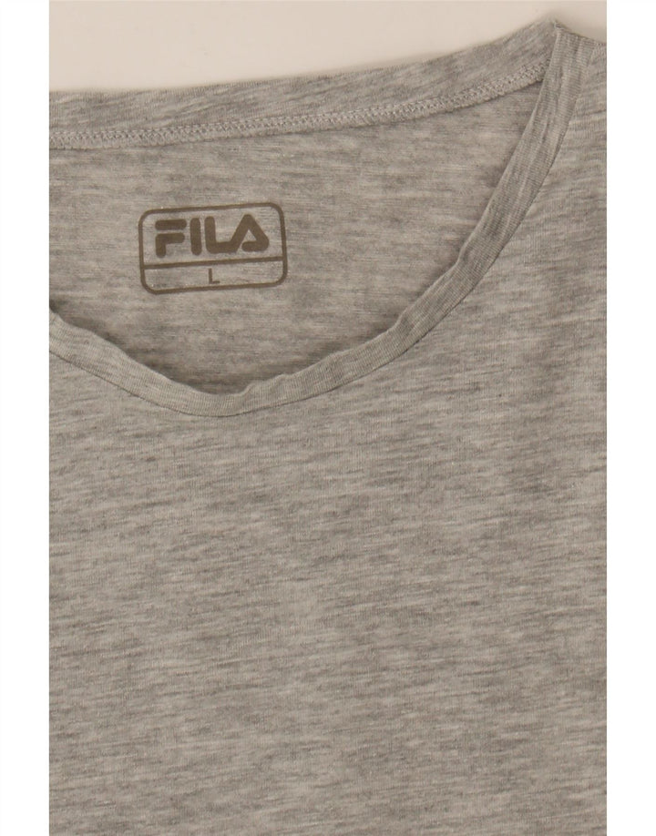 FILA Womens T-Shirt Top UK 16 Large Grey Cotton Vintage Fila and Second-Hand Fila from Messina Hembry 