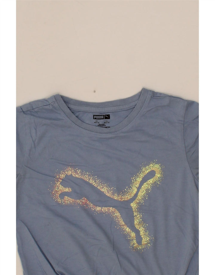 PUMA Womens Front Tie Graphic T-Shirt Top US 8/10 Medium Blue Cotton Vintage Puma and Second-Hand Puma from Messina Hembry 