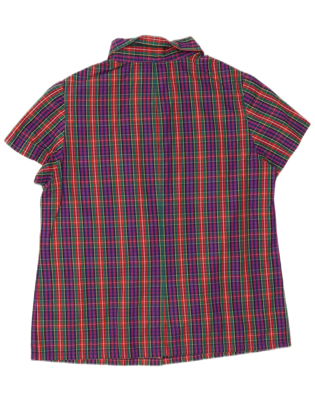 Vintage kortærmet skjorte til kvinder UK 14 Medium Flerfarvet ternet