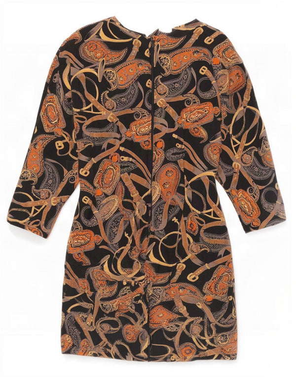 Perceptions Womens 3/4-ærmet Skedekjole UK 8 Small Black Paisley