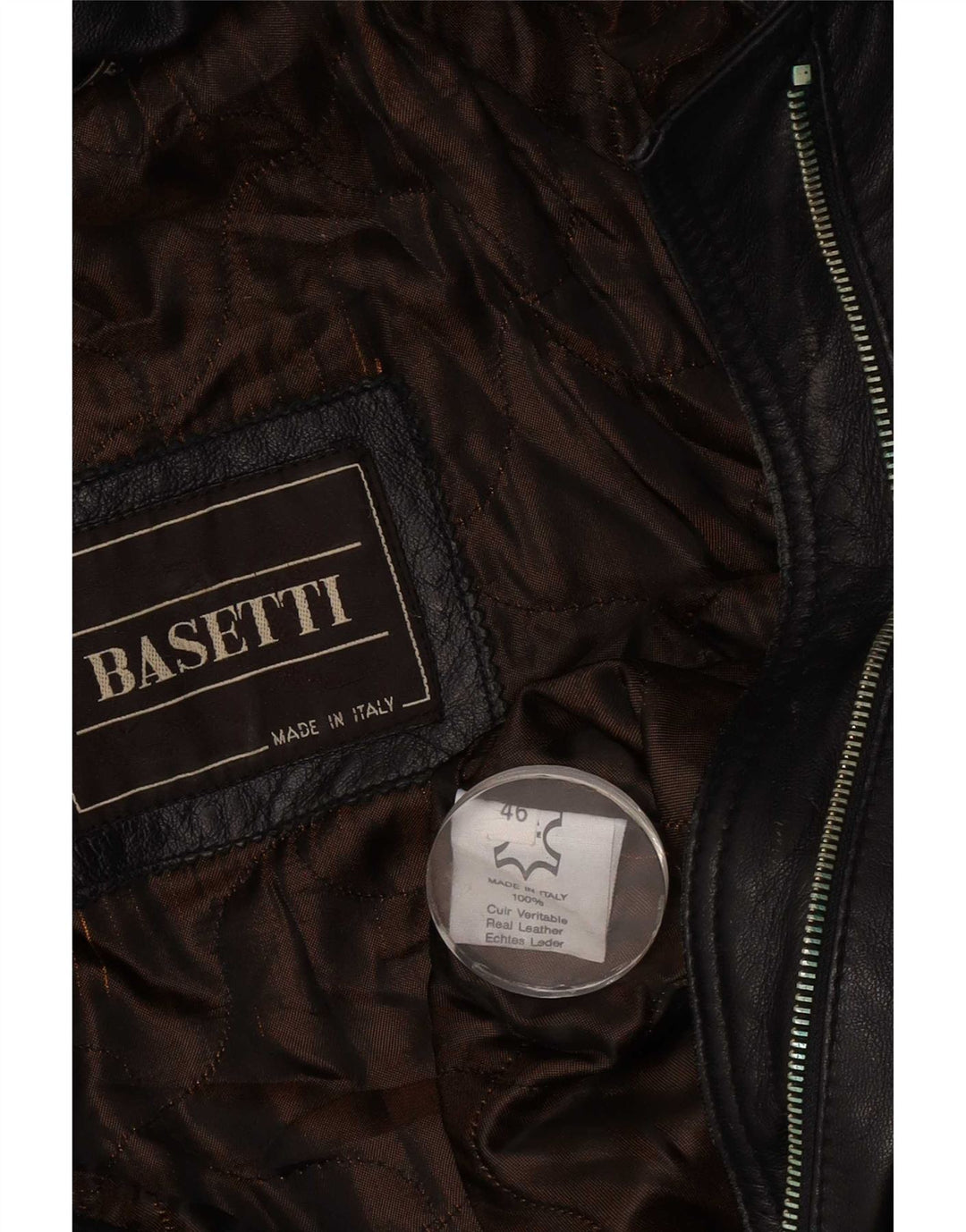 Basetti Dame Hætte Læderjakke IT 46 Stor Sort