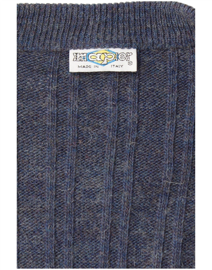 Imapier Herre Cardigan Sweater Large Navy Blue Flecked