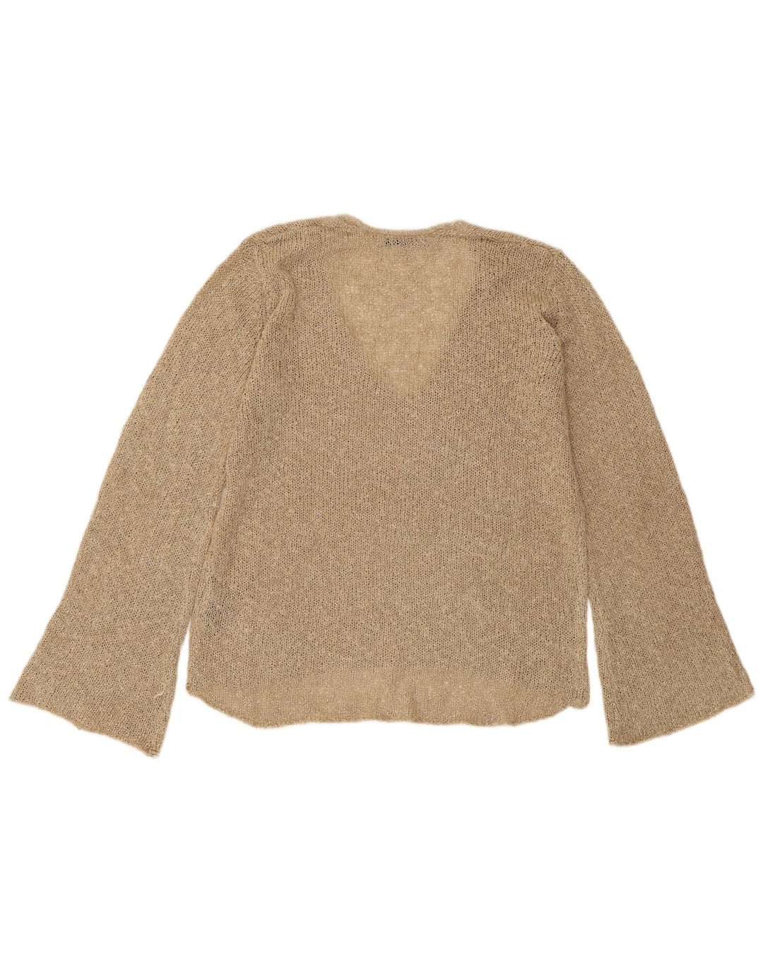 ZARA Dame V-hals sweater UK 10 Lille Beige Akryl