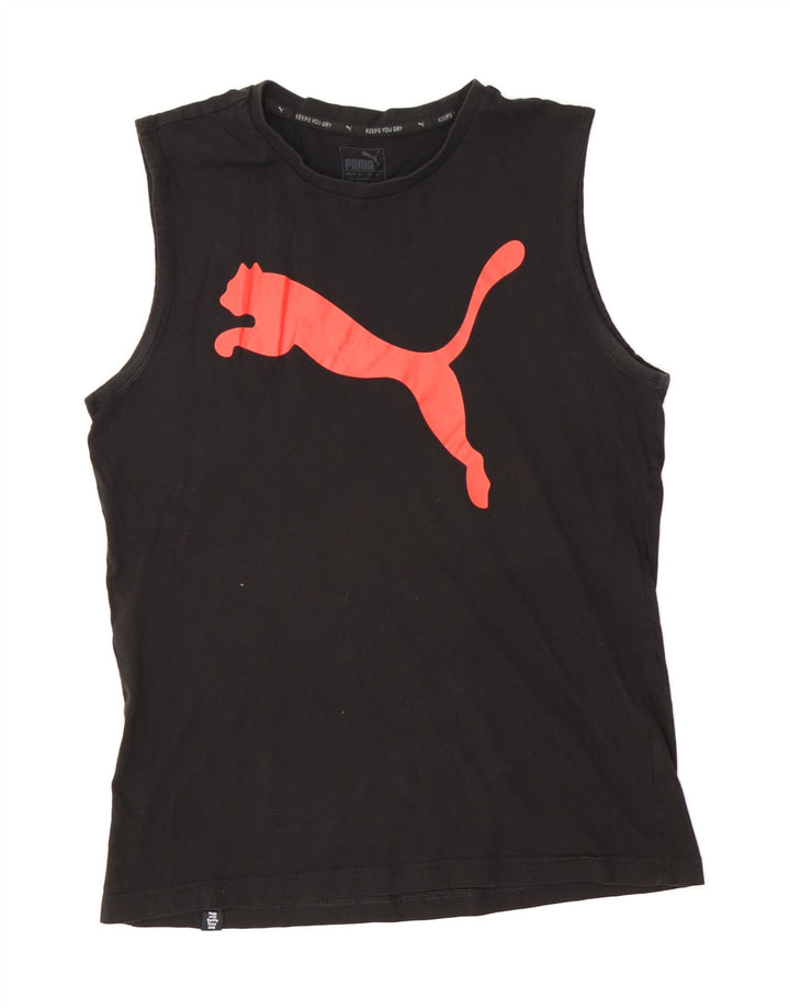 PUMA Womens Graphic Vest Top UK 14 Medium Black Vintage Puma and Second-Hand Puma from Messina Hembry 