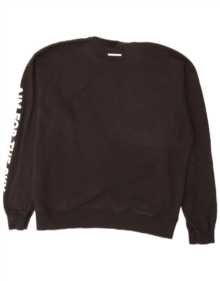 Zara Herre Grafisk Sweatshirt Jumper Stor Sort Bomuld