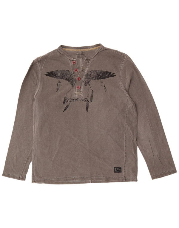 Calvin Klein Mens Graphic Top Long Sleeve Large Grey Cotton Bird