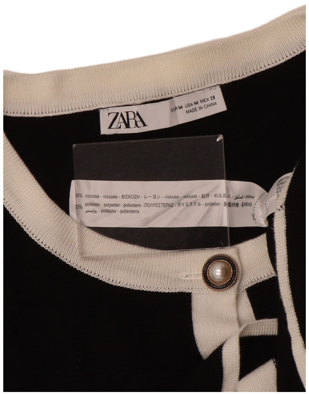 Zara Dame Cardigan Sweater UK 12 Medium Sort Polyester