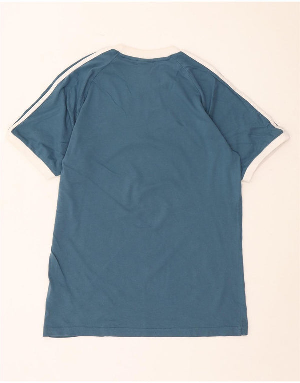 Adidas Mens T-Shirt Top Medium Blue Colourblock Cotton