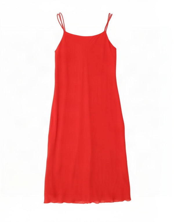 Marks & Spencer Dame Sleeveless Slip Dress UK 10 Small Red Viscose