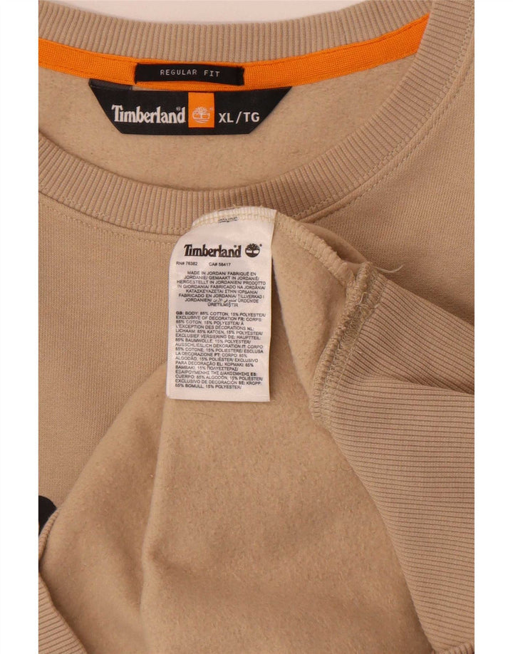Timberland Herre grafisk Regular Fit Sweatshirt Jumper XL Beige Bomuld
