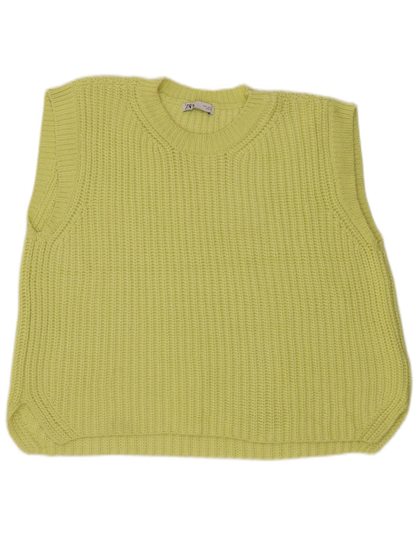 Zara Dame Oversized Vest Tank Top UK 10 Lille Gul Bomuld