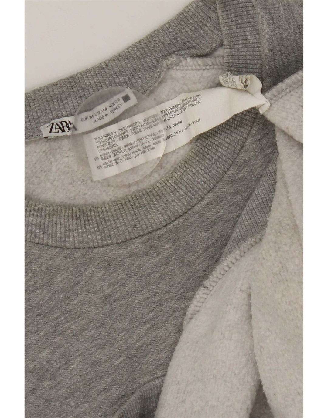 Zara Graphic Sweatshirt Jumper UK 14 Medium Grey Polyester
