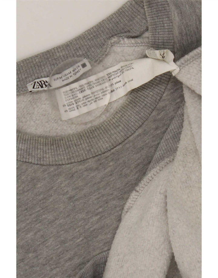 Zara Graphic Sweatshirt Jumper UK 14 Medium Grey Polyester