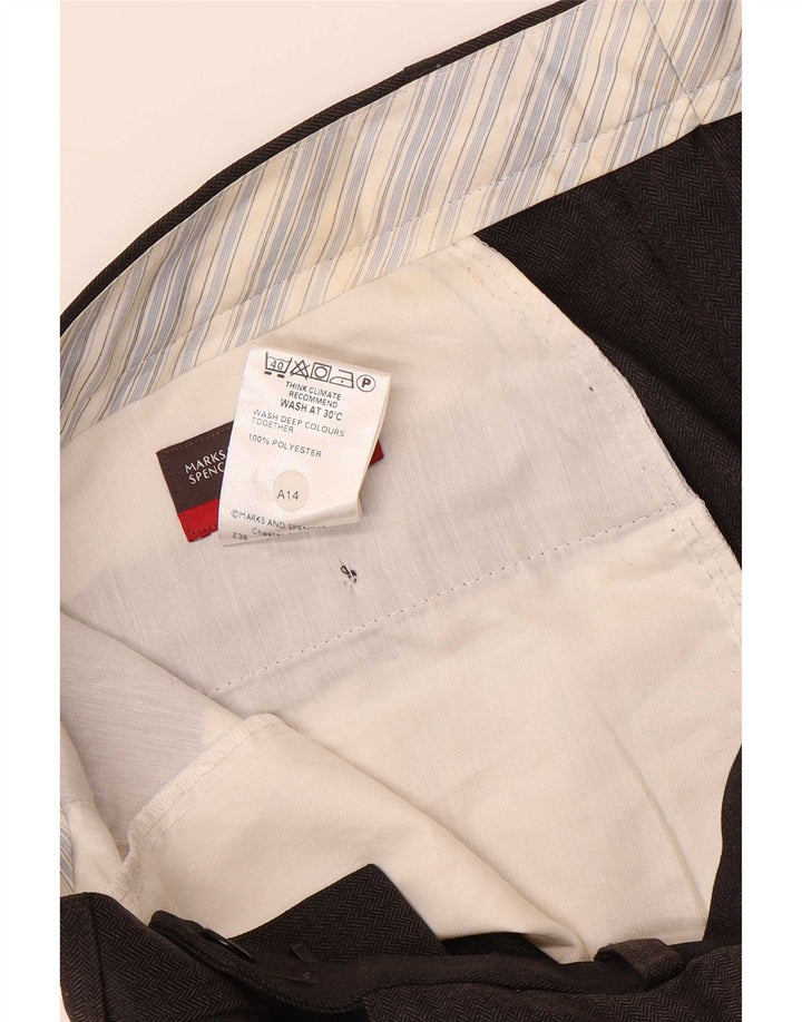 Marks & Spencer Herre Straight Suit Bukser W34 L31 Brun sildeben