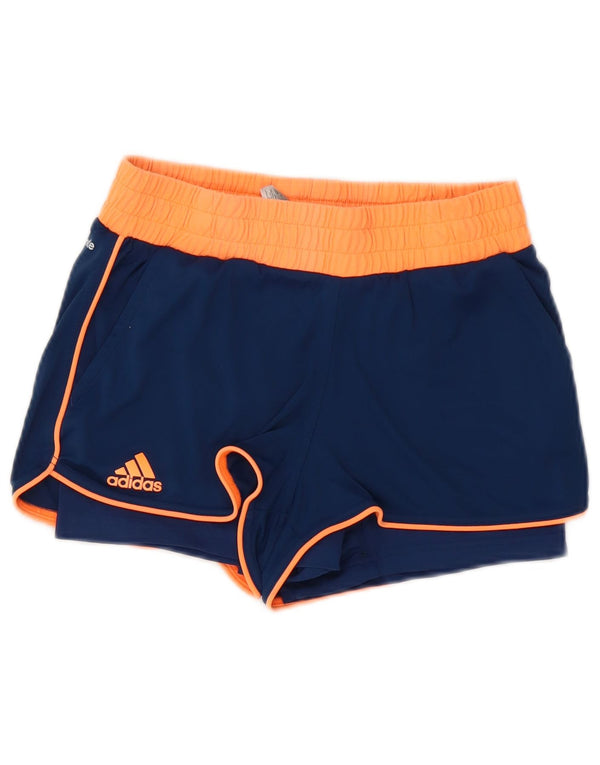 Adidas Womens Climalite Sportshorts UK 8/10 Small Navy Blue Colourblock
