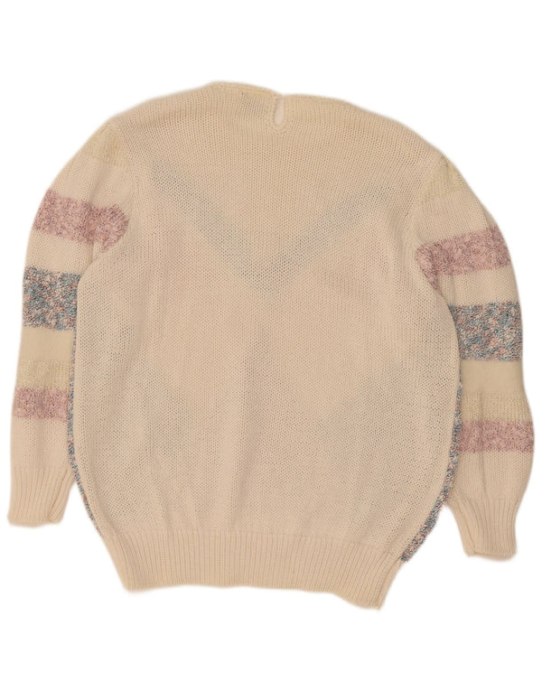 Vintage dame sweater med rund hals EU 44/46 XL flerfarvet geometrisk