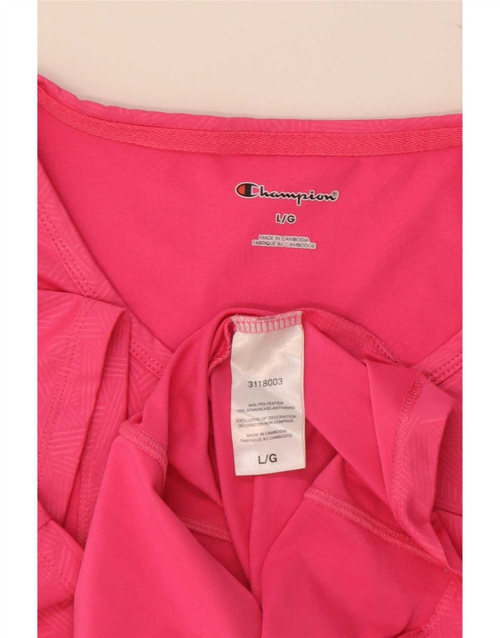 Champion Dame T-Shirt Top UK 16 Stor Pink Geometrisk Polyester
