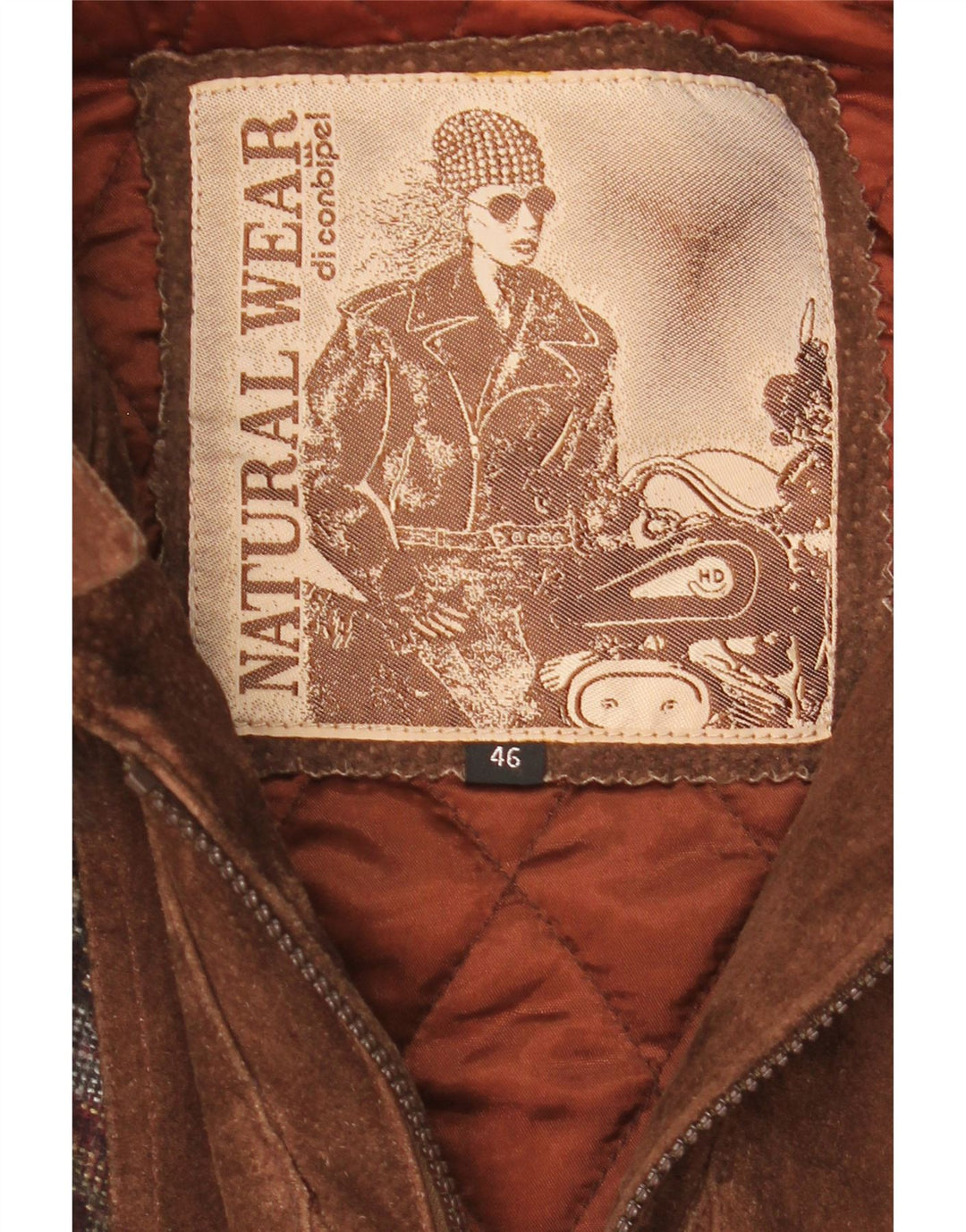 Conbipel Dame Oversized Ruskind Overfrakke IT 46 Stor Brun Paisley Læder