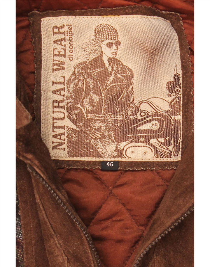 Conbipel Dame Oversized Ruskind Overfrakke IT 46 Stor Brun Paisley Læder