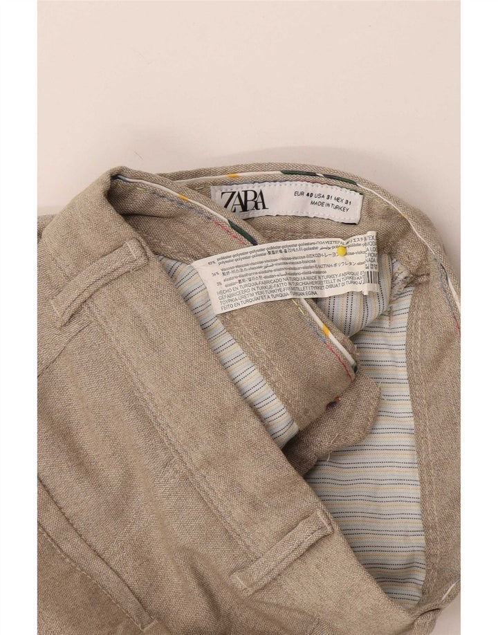 Zara Herre Lige Chinobukser EU 40 Medium W31 L28 Beige Polyester
