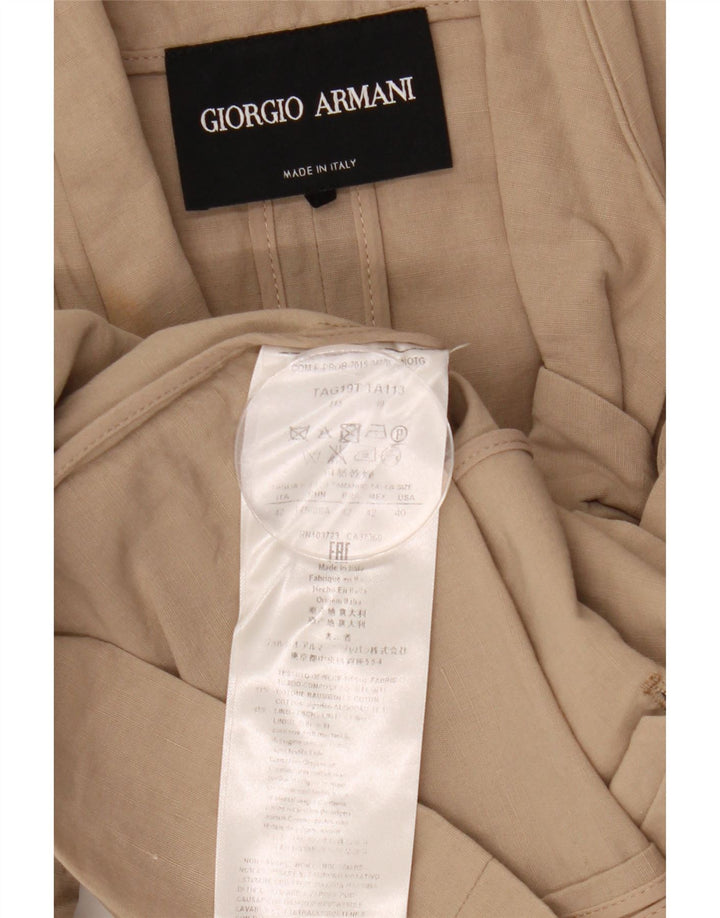 Armani Dame 1 Knap Blazer Jacket UK 10 Small Beige Bomuld