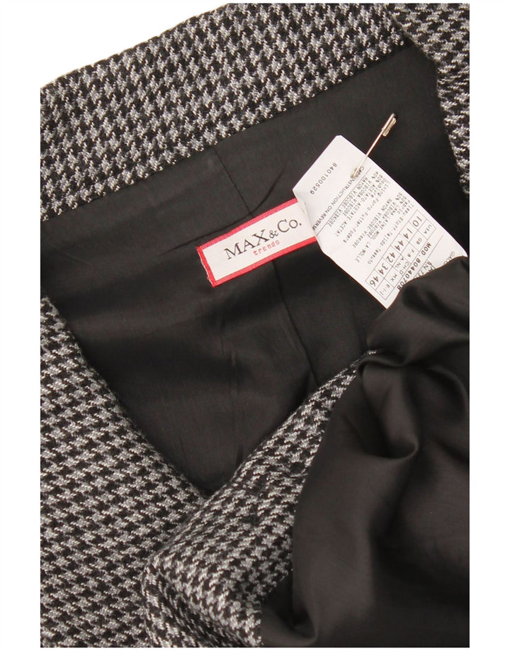 Max & Co. Dame Crop 2-knaps blazerjakke UK 14 Medium Grey Houndstooth