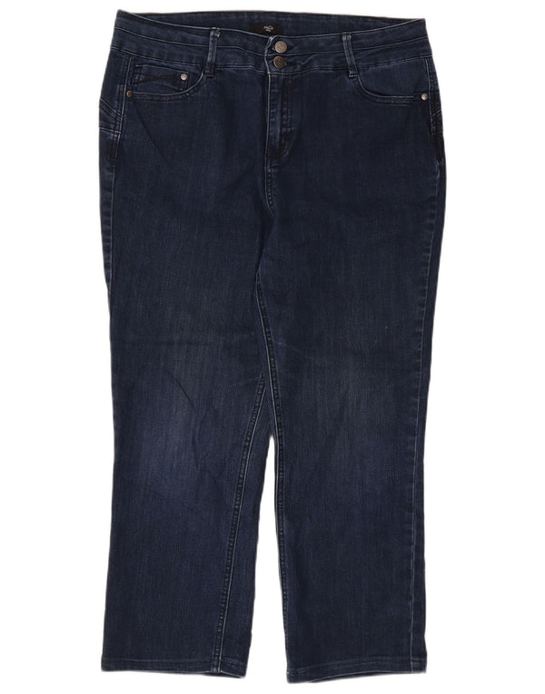 M&Co Dame Petite Cropped Jeans UK 16 Large W34 L23 Marineblå Bomuld