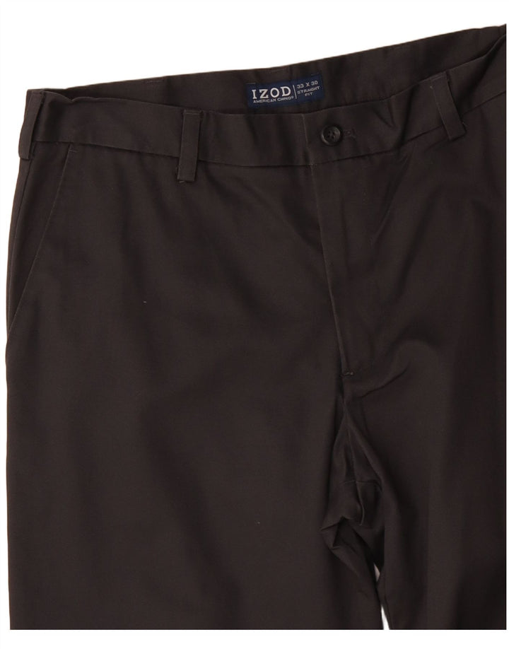 IZOD Lige Chinobukser til mænd W33 L30 Grå bomuld