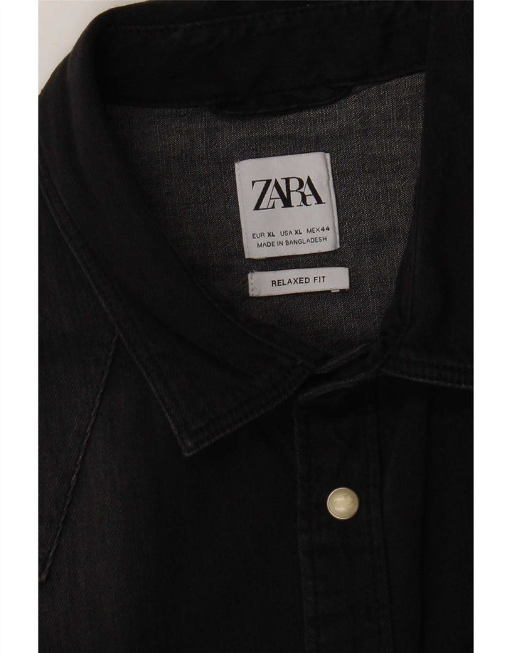 Zara Herre Denim Shirt XL Sort
