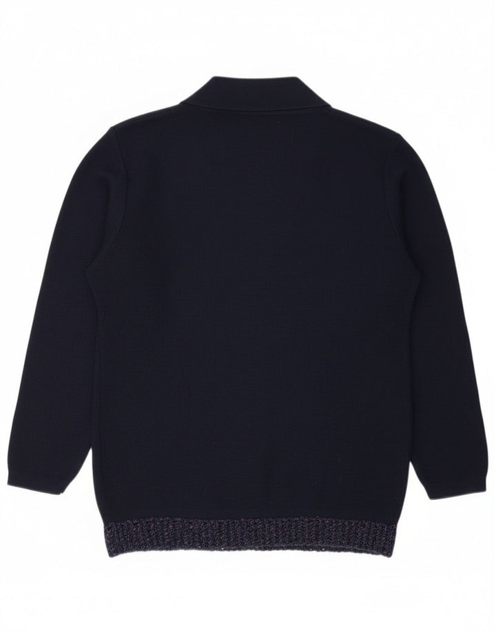 Vintage dame cardigan sweater IT 48 XL marineblå akryl
