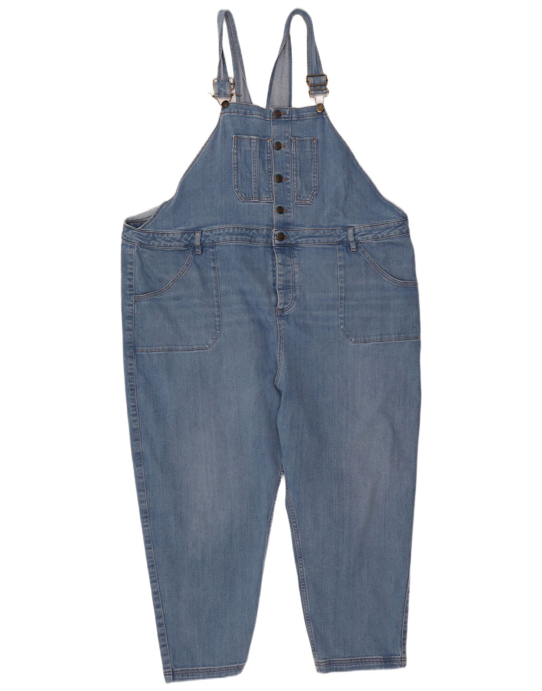 Fat Face Dame Dungarees Tapered Jeans UK 24 4XL W48 L25 Blå Bomuld