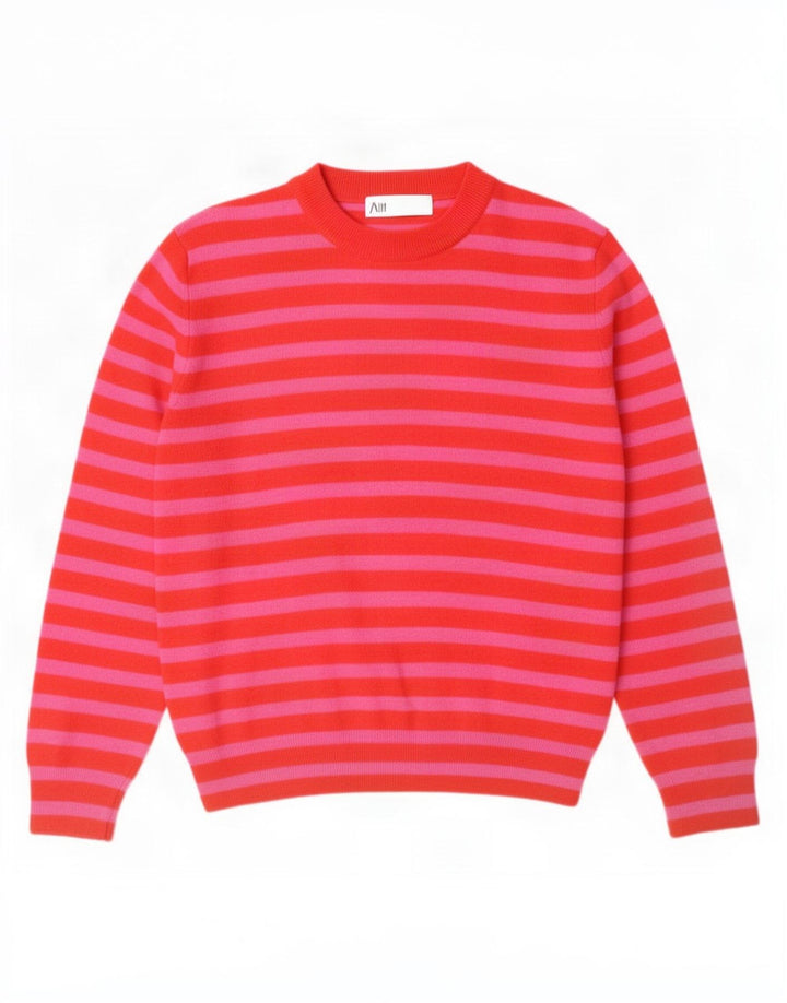 Zara Dame sweater med rund hals DK 14 Medium rød stribet polyamid