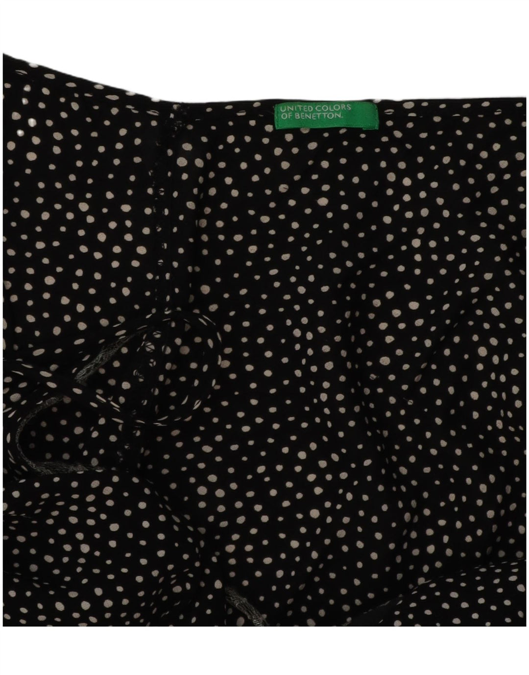 BENETTON Dame ærmeløs bluse Top UK 10 Small Black Spotted