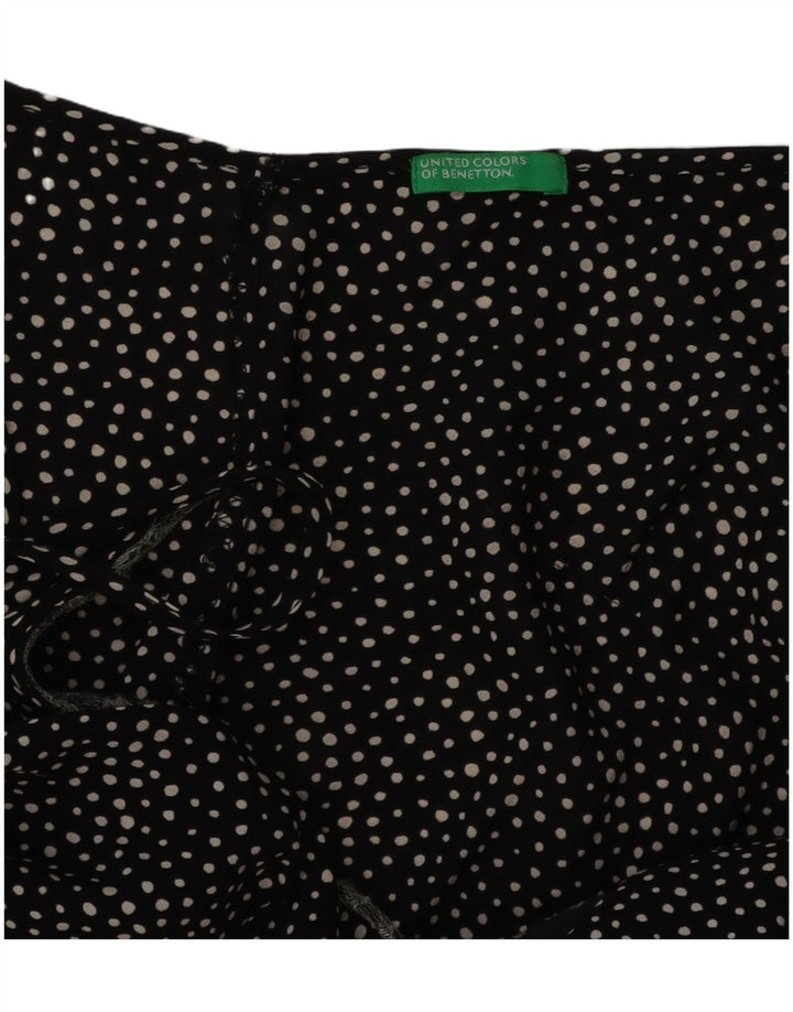 BENETTON Dame ærmeløs bluse Top UK 10 Small Black Spotted