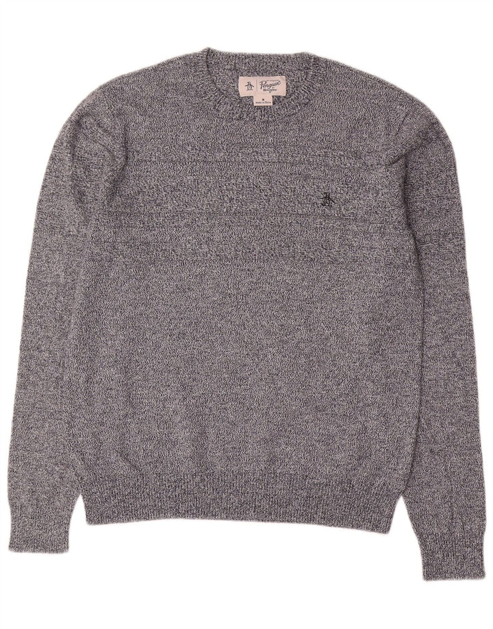 Penguin Herre Crew Neck Jumper Sweater Medium Grey Flecked Bomuld
