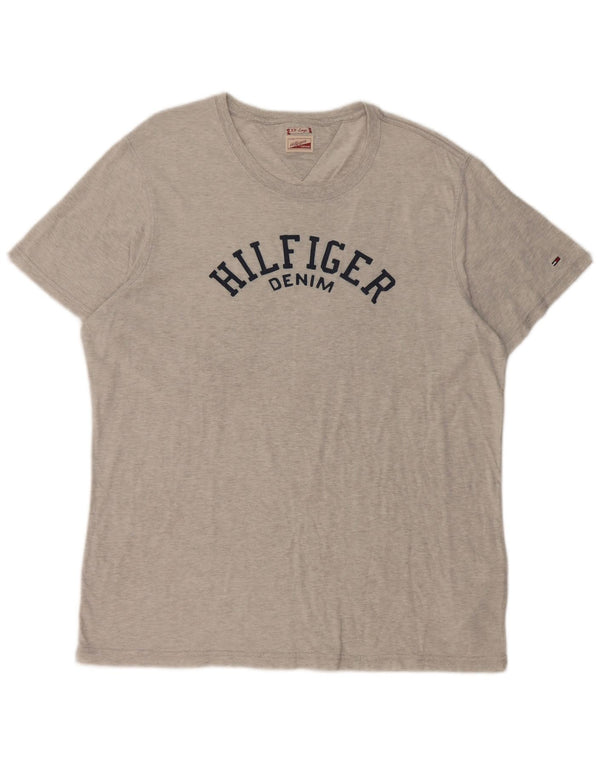 Tommy Hilfiger Herre Grafisk T-Shirt Top 2XL Grå Bomuld