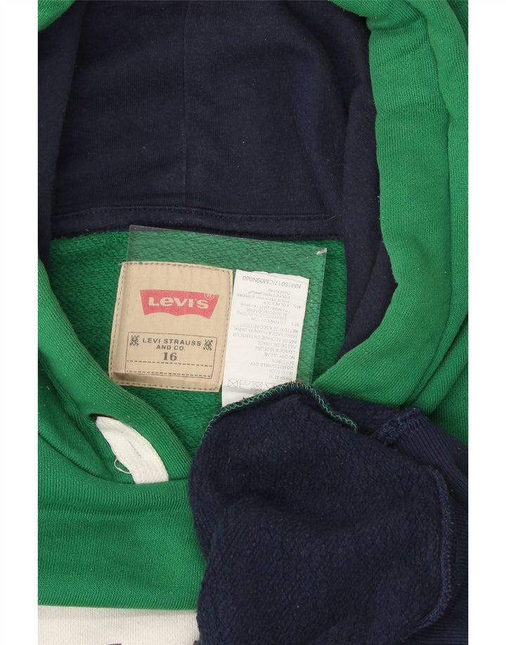 LEVI'S Boys Graphic Hoodie Jumper 15-16 Years Multicoloured Colourblock Vintage Levi's and Second-Hand Levi's from Messina Hembry 