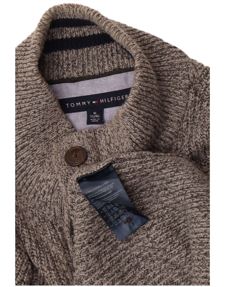 Tommy Hilfiger Herre Button Neck Jumper Sweater XL Grå Bomuld