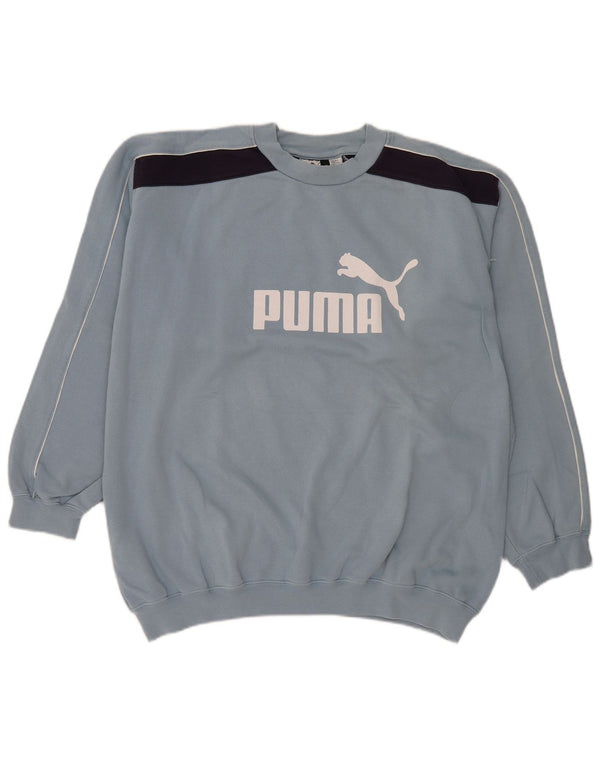 Puma Herre grafisk sweatshirt Jumper XL Blå Colourblock Bomuld