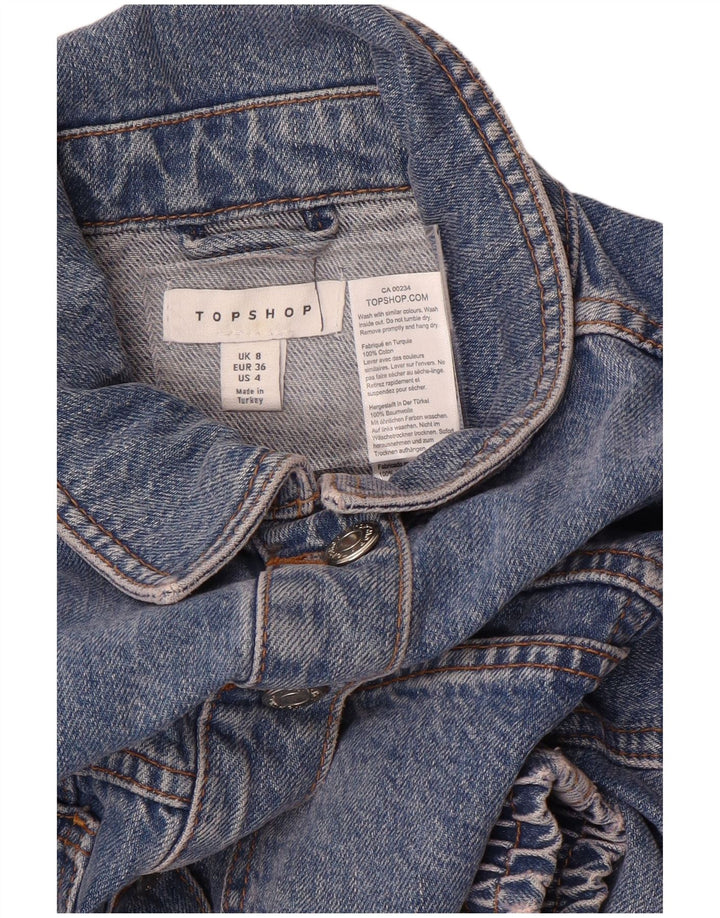 Topshop Dame Crop Denim Jacket UK 8 Small Blue